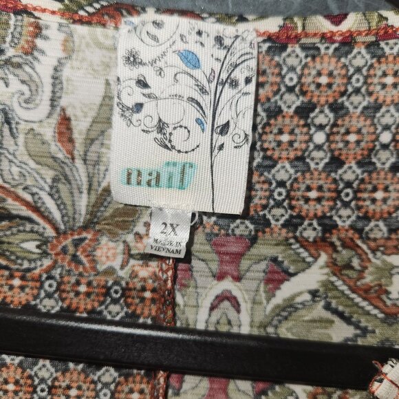 Nail  Floral Print Tunic Blouse Womens 2X 3/4 Sleeve Lightweight 2442 - Picture 5 of 9